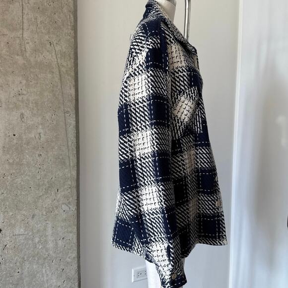 Wax London - Whiting Navy Marine Beatnik Overshirt Size L - Picture 3 of 6